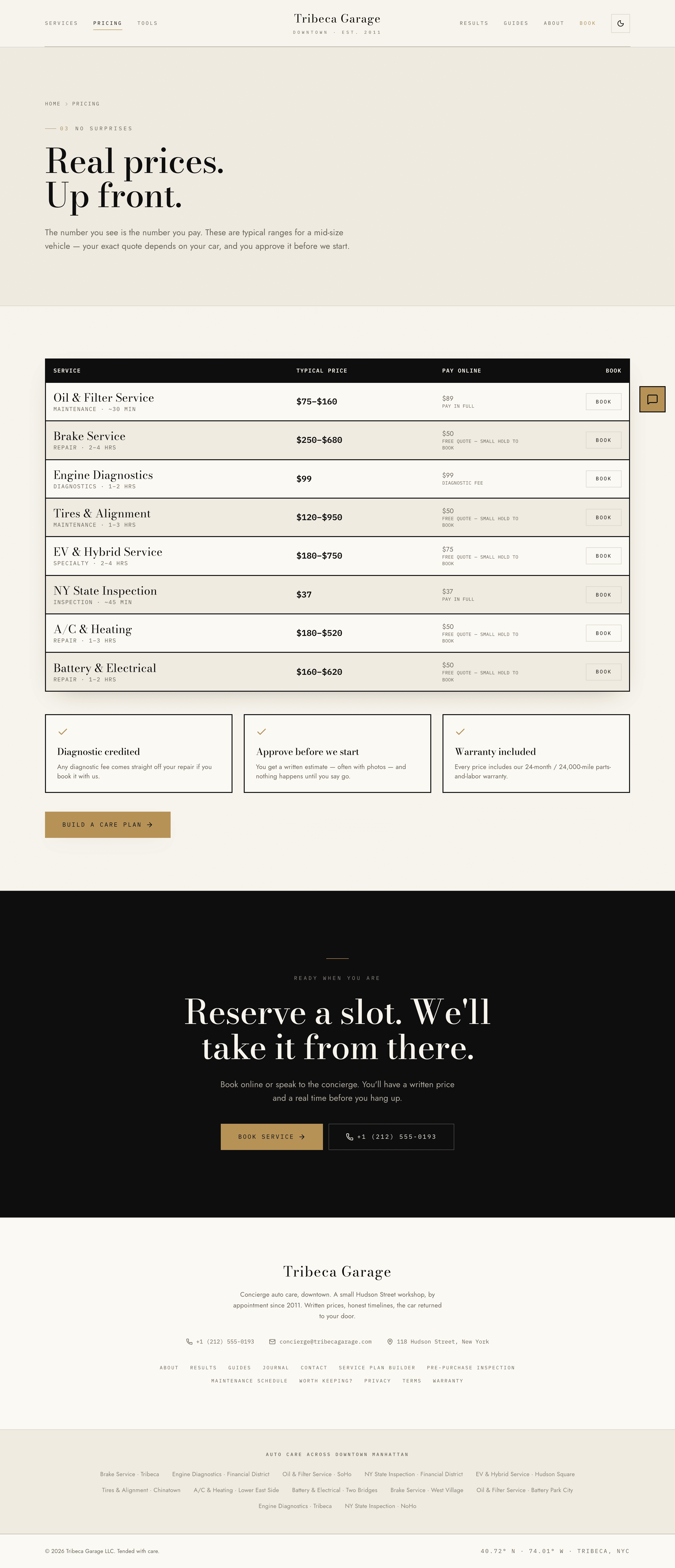 Tribeca Legal Advisory — Pricing